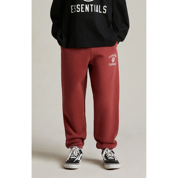 Fear of God Essentials Other - Fear of God Essentials Sweatpants Kids 8 Crimson Red University Logo Joggers